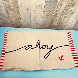 Set of 2 Zippered Linen Cotton Blend “Ahoy” Lumbar Throw Pillow Covers